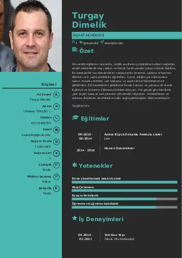 İnşaat Mühendisi Cv Örnekleri cv indir